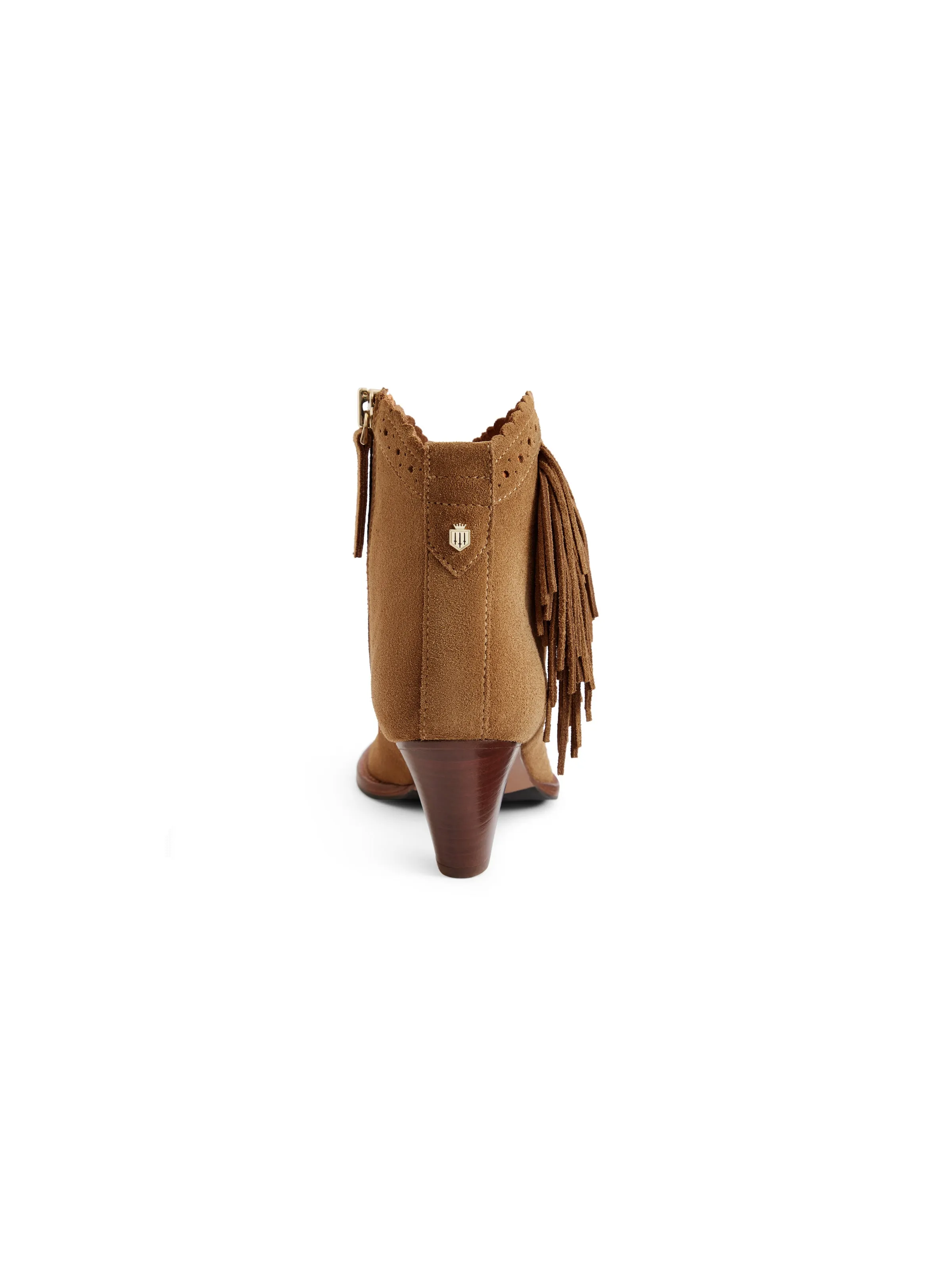 Regina Fringed Ankle Boot - Tan Suede