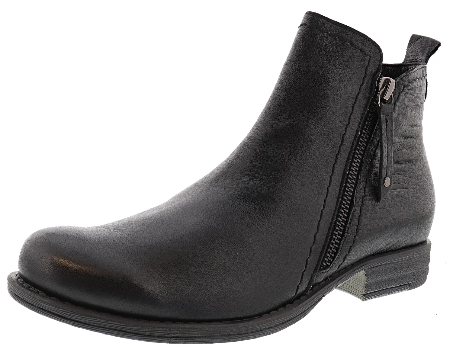 Spring Step Women Side Zipper Leather Booties Oziel