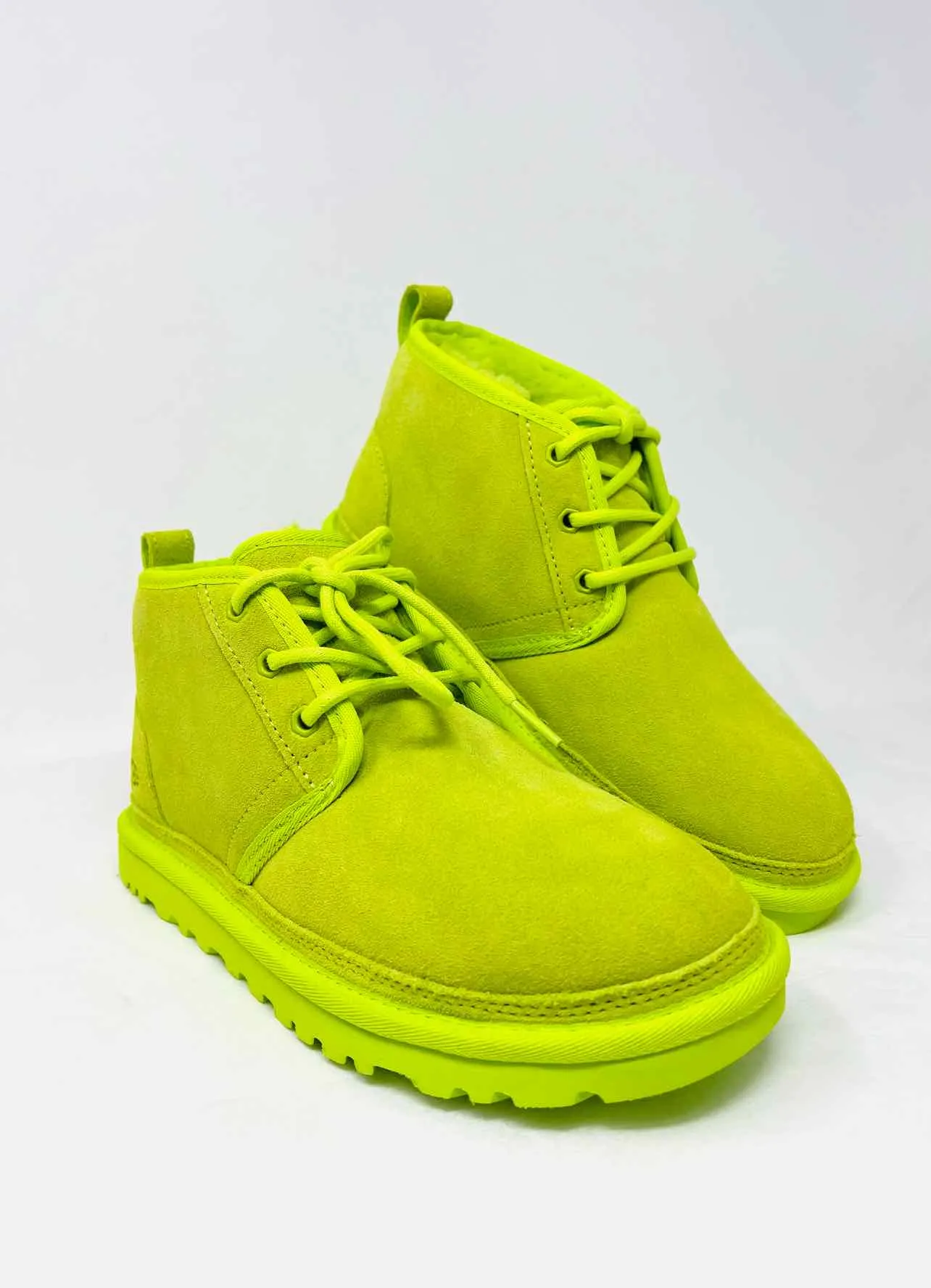 UGG Size 8 Neon Green Lace-Up Suede NEW Designer Ankle Boots