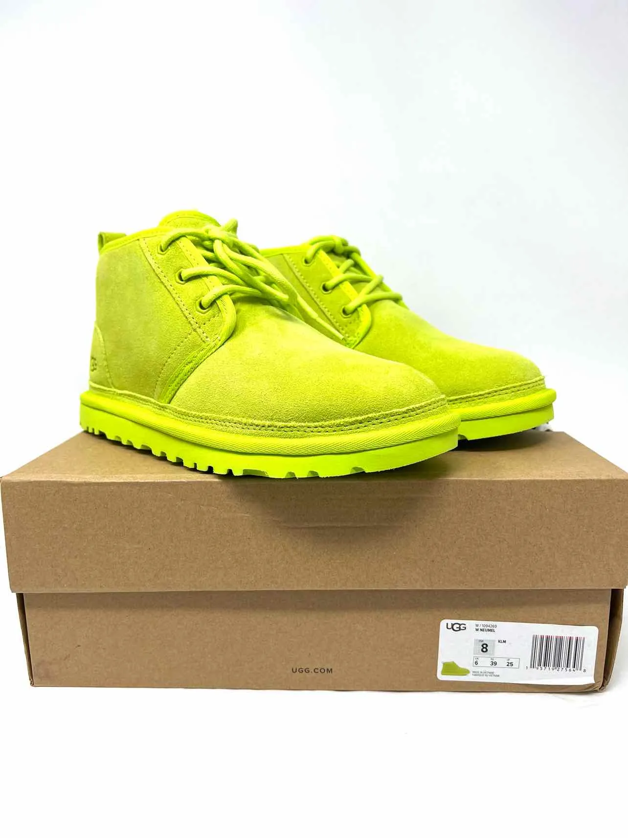 UGG Size 8 Neon Green Lace-Up Suede NEW Designer Ankle Boots