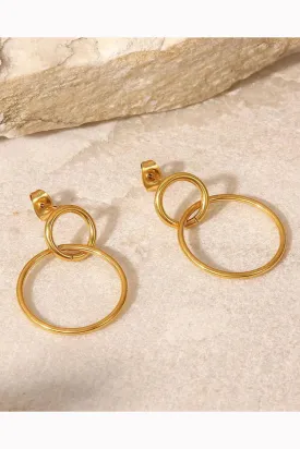 WATER RESISTANT DOUBLE RING DROP EARRINGS